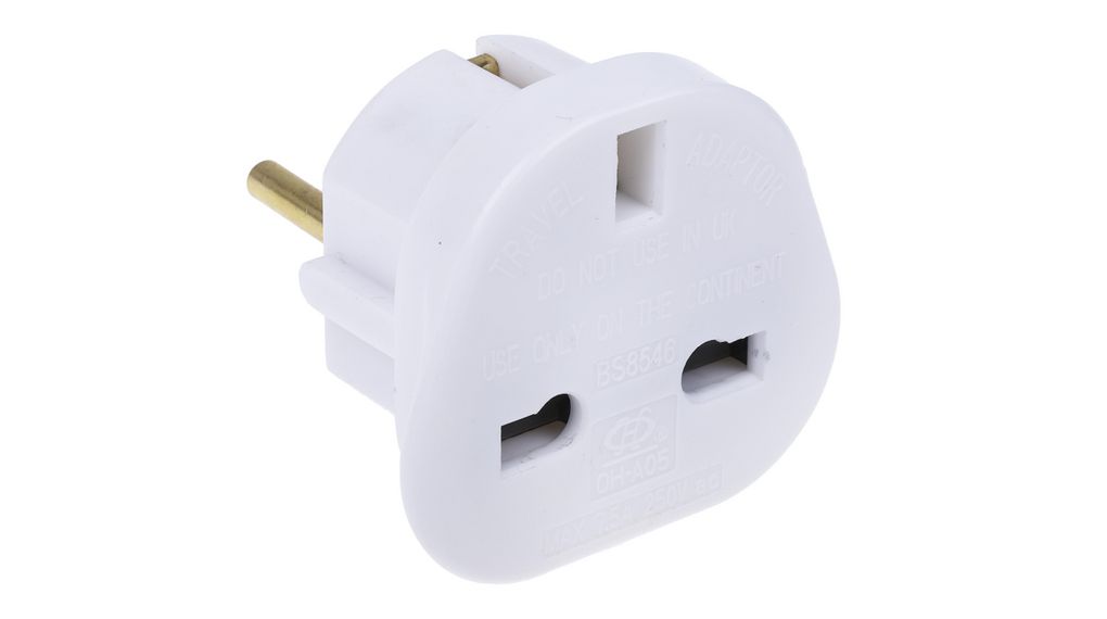 Reisadapter, UK-socket Type G (BS1363) - CEE 7/7-stekker, 7.5A